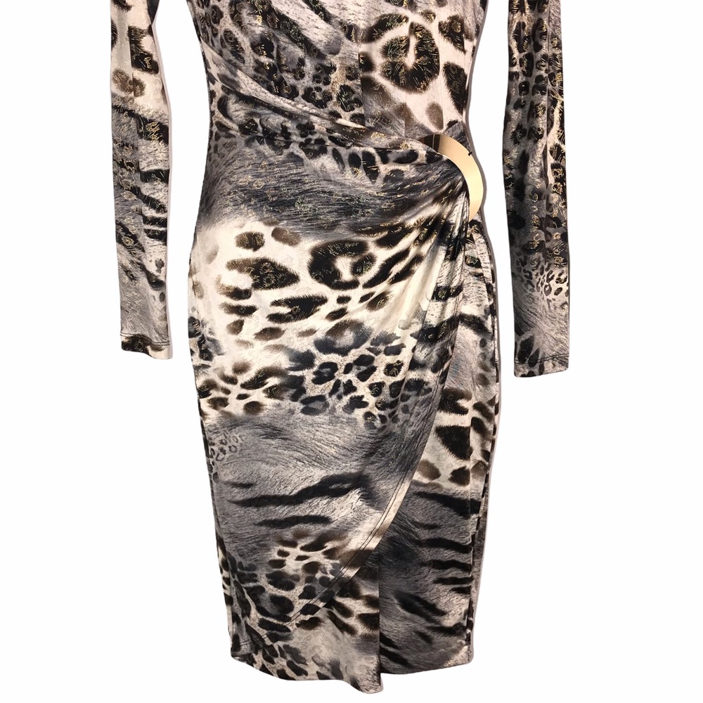 Cache Leopard Metallic Ruched Dress - Picture 4 of 11